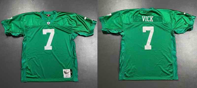 Men's Philadelphia Eagles #7 Michael Vick Green Throwback Stitched Baseball Jersey